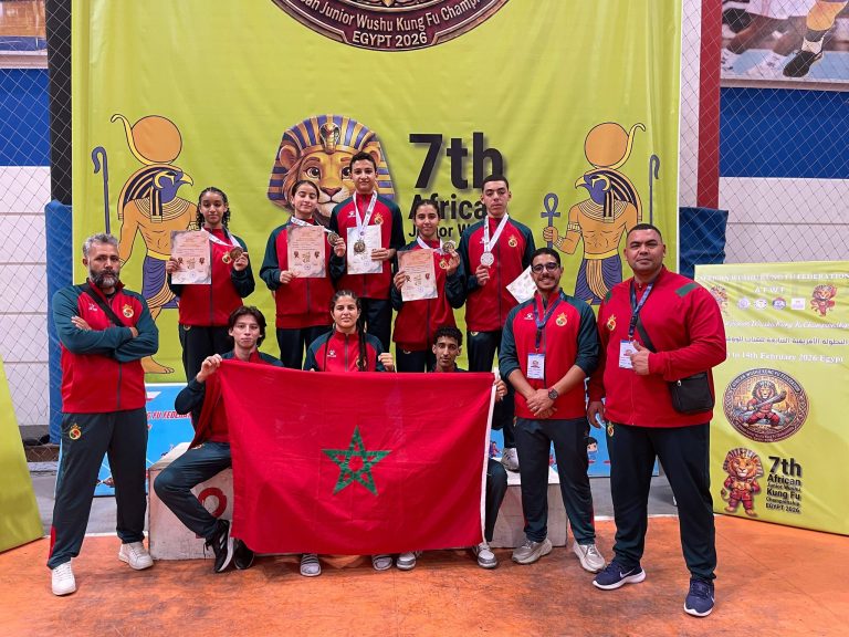 Historique ! L’équipe nationale marocaine de Wushu Kung-Fu brille au 7ᵉ Championnat d’Afrique Juniors – Le Caire 2026